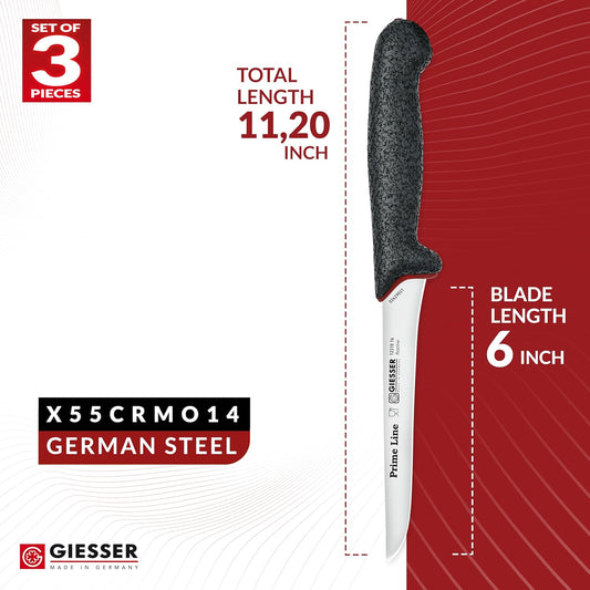 Giesser since 1776, Made in Germay, Boning knife 6 Inch Flexible Streight thinn Blade, Ultra Slip Resistant, Dishwashersafe, rustfree, Butcher Knife for Filleting (3)