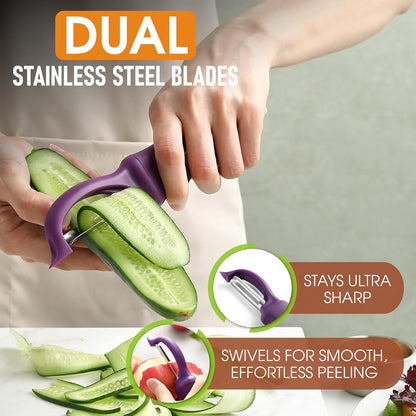 Spring Chef Premium Swivel Vegetable Peeler, Soft Grip Handle and Ultra Sharp Stainless Steel Blades - Perfect Kitchen Peeler For Veggie, Fruit, Potato, Carrot, Apple - Black