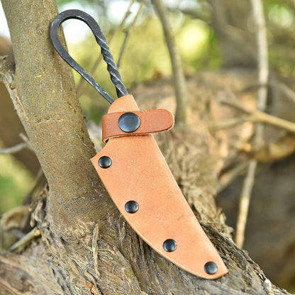 Fixed Blade Hunting Forged Tracker Knife - 8 Inches Carbon Steel Razor Sharp Blade Full Tang Bushcraft Knives with Premium Leather Belt Sheath. Used For Hunting Outdoor Camping, Hiking, Skining Knife.