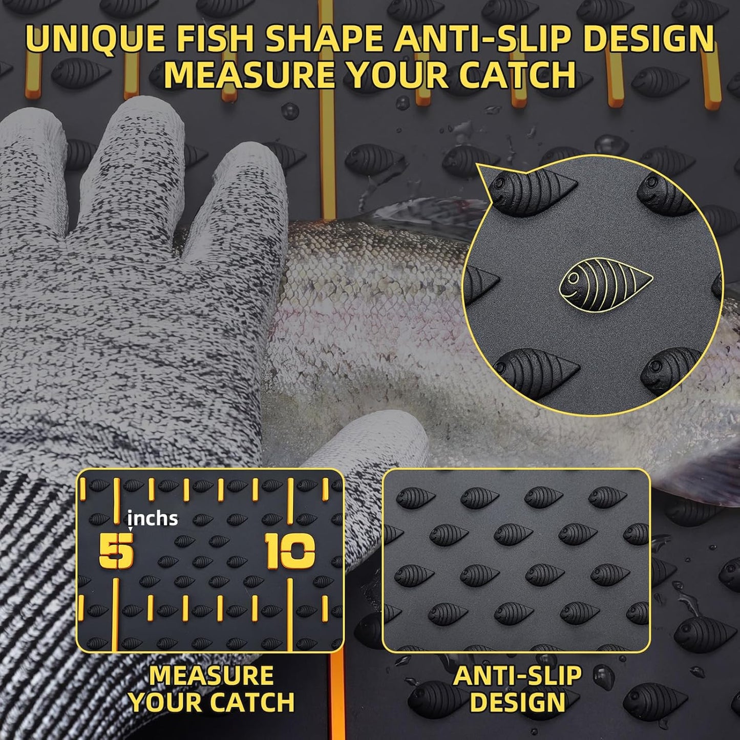7 Pcs Fish Fillet Knife Set Fishing Cleaning Kit with 7" Stainless Steel Fillet Knife Non-slip Silicone Fish Mat Digital Scale Sharpener Scaler Cut Resistant Gloves Carrying Bag