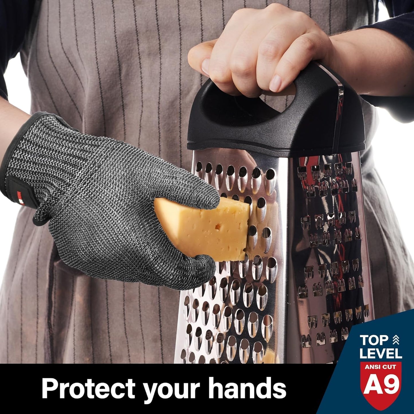 Schwer SlicePro ANSI A9 Cut Resistant Glove PR1706, Stainless Steel Mesh Metal Glove, Food Grade for Kitchen Cooking, Butcher Meat Cutting, Oyster Shucking, Mandoline, Fishing, (M, 1 PCS)