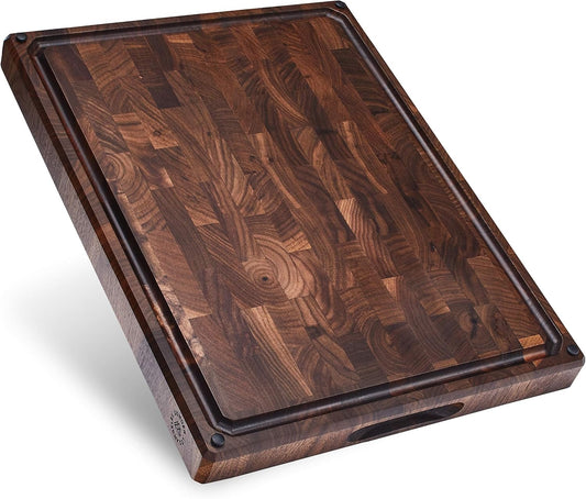 Sonder Los Angeles Winsome Acacia Wood Cutting Board | Acacia Edge Grain Cutting Board for Kitchen with Juice Groove & Sorting Compartment | Perfect for Charcuterie | Gift Box Included | 16x12x1.5 in