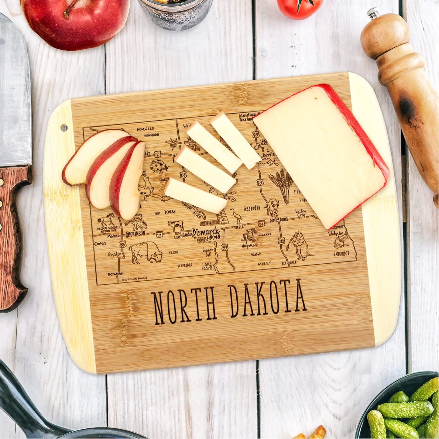 Totally Bamboo A Slice of Life New Jersey State Serving and Cutting Board, 11" x 8.75" - Colors B