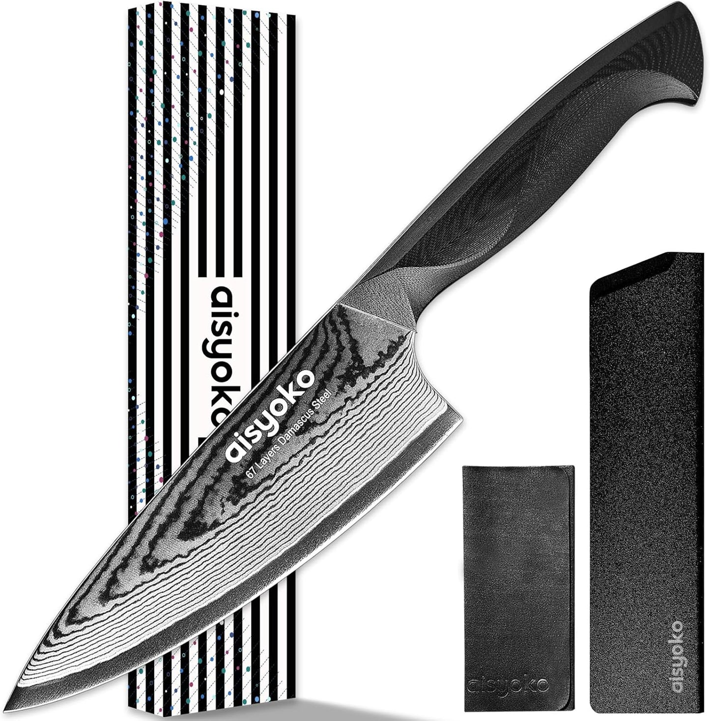 aisyoko 4.5 Inch Paring Knife, Damascus Steel Chef Knife with Ergonomic G10 Handle, VG10 High Carbon Steel, Professional Kitchen Knife for Fruit Vegetable Carving, Ultra Sharp Blades