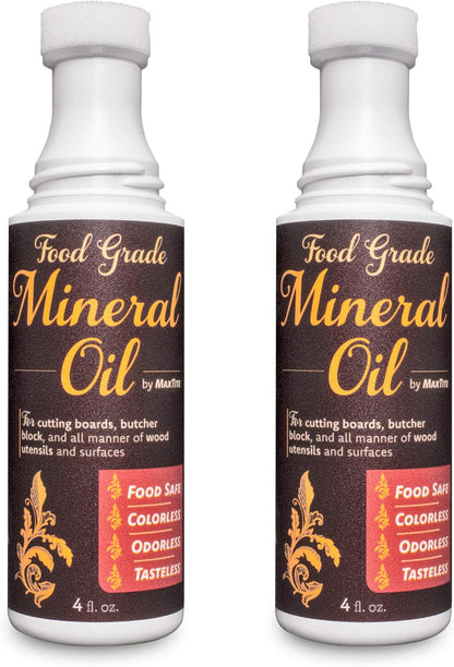 MAXTITE Easy-Applicator Mineral Oil for Cutting Boards and All Wood Care, Ultrapure Food Grade (4oz with Foam Applicator Tip) Made in USA