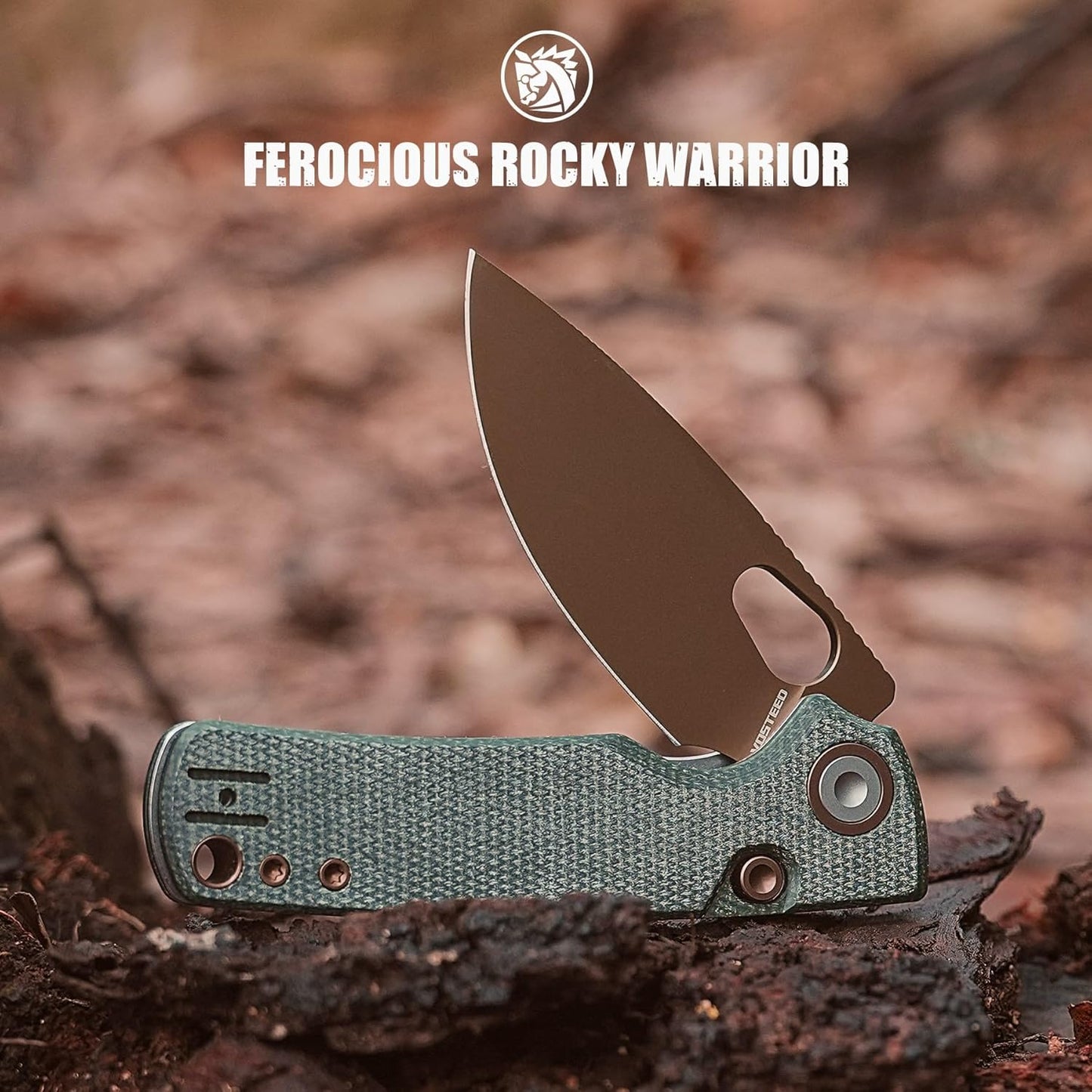 Vosteed EDC Knife, 2.99" 14C28N Steel Wider Blade, Green Micarta Handle Top Liner Lock, Folding Pocket Knives with Clip for Men & Women, Survival Camping - Porcupine A2603