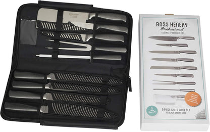 Ross Henery Eclipse 9-Piece Chef Knife Set – Stainless Steel Kitchen Knives with Travel Case