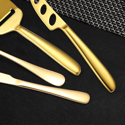 Copper Cheese Knives Set 7 Pieces Stainless Steel Kitchenware Utensils Gadgets 7 Pieces Cheese Knife,Cheese Spreader,Cheese Forks,Cheese Slicer,Cheese Cutter,Butter Knife