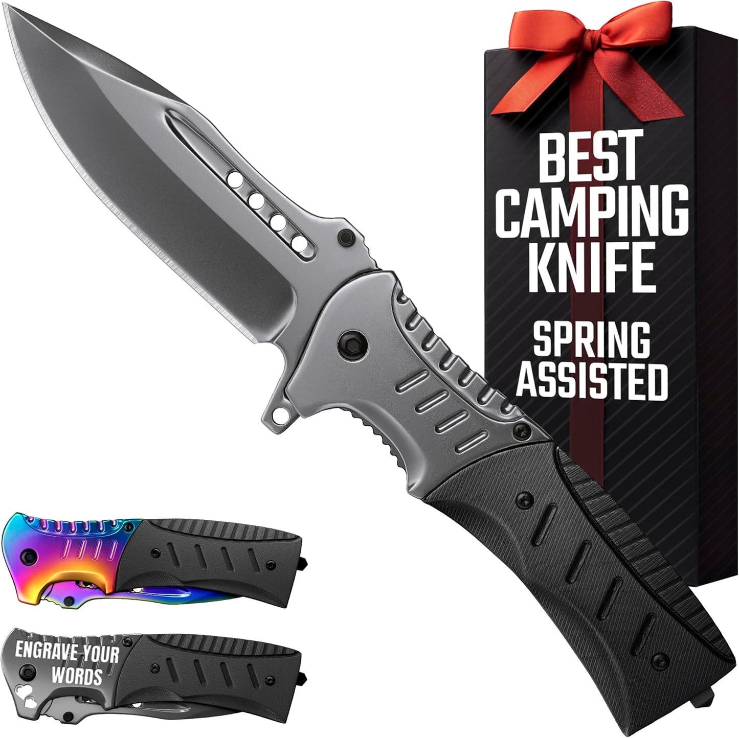 Pocket Knife for Men with Wood Handle & Glass Breaker & Pocket Clip - 3.66" Sharp Blade - Cheese Knives - Folding Knife for Men Women Hunting Camping Military Tactical Survival Hiking Work EDC 0207