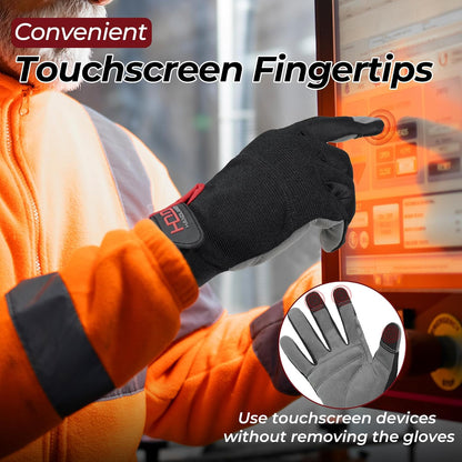 HANDLANDY Work Gloves for Men & Women, Utility Mechanic Working Gloves Touch Screen, Flexible Gardening Gloves for Yard
