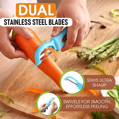 Spring Chef Premium Swivel Vegetable Peeler, Soft Grip Handle and Ultra Sharp Stainless Steel Blades - Perfect Kitchen Peeler For Veggie, Fruit, Potato, Carrot, Apple - Black