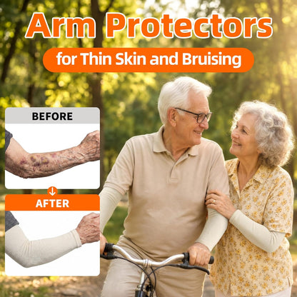 Schwer 2 Pairs 15.4in Down Yarn Knitted Arm Warmers, Summer Essential Arm Sleeves for AC Rooms, Hyaluronic Acid Infused, Moisturizing & Skin-Friendly, Light Compression Arm Protectors for Thin Skin