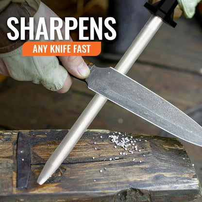 Wiebe 12-Inch Fine Grit Diamond Sharpening Steel | Professional Honing Rod for Hunting, Butcher, and Skinning Knives | Quickly Sharpens High-Carbon and Stainless Steel Blades