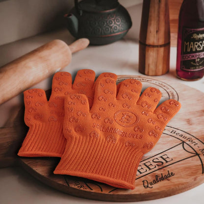 Oven Gloves with Fingers - 932°F Extreme Heat Proof and Cut Resistant Mitts for Kitchen, BBQ, Grill, Baking, Fire Pit - EN407 Certified with Non-Slip Silicone Grip and Cotton Lined for Comfort