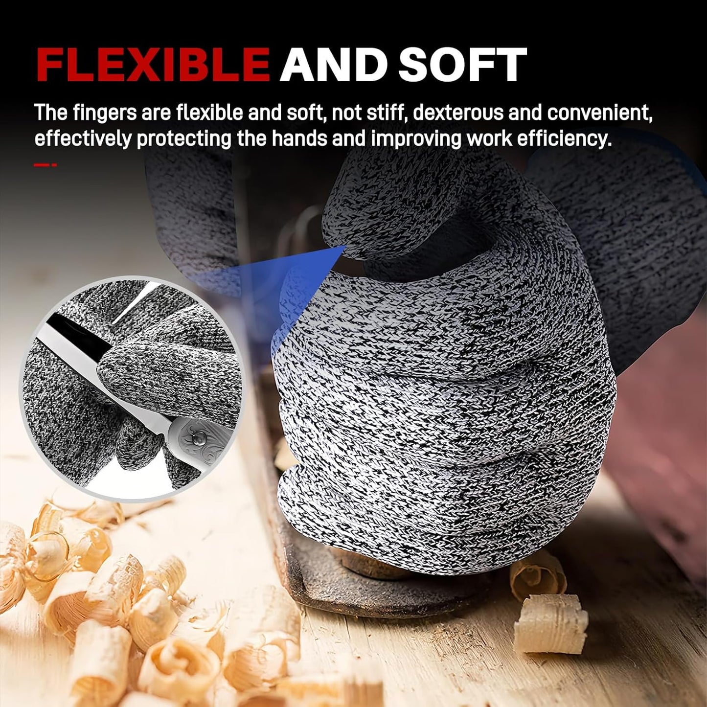ANSI A9 Cut Resistant Gloves,Cut Resistant Work Gloves,Cut Proof Gloves Nitrile Coated For Metal Fabrication,Woodworking, Construction,Touch Screen,Large