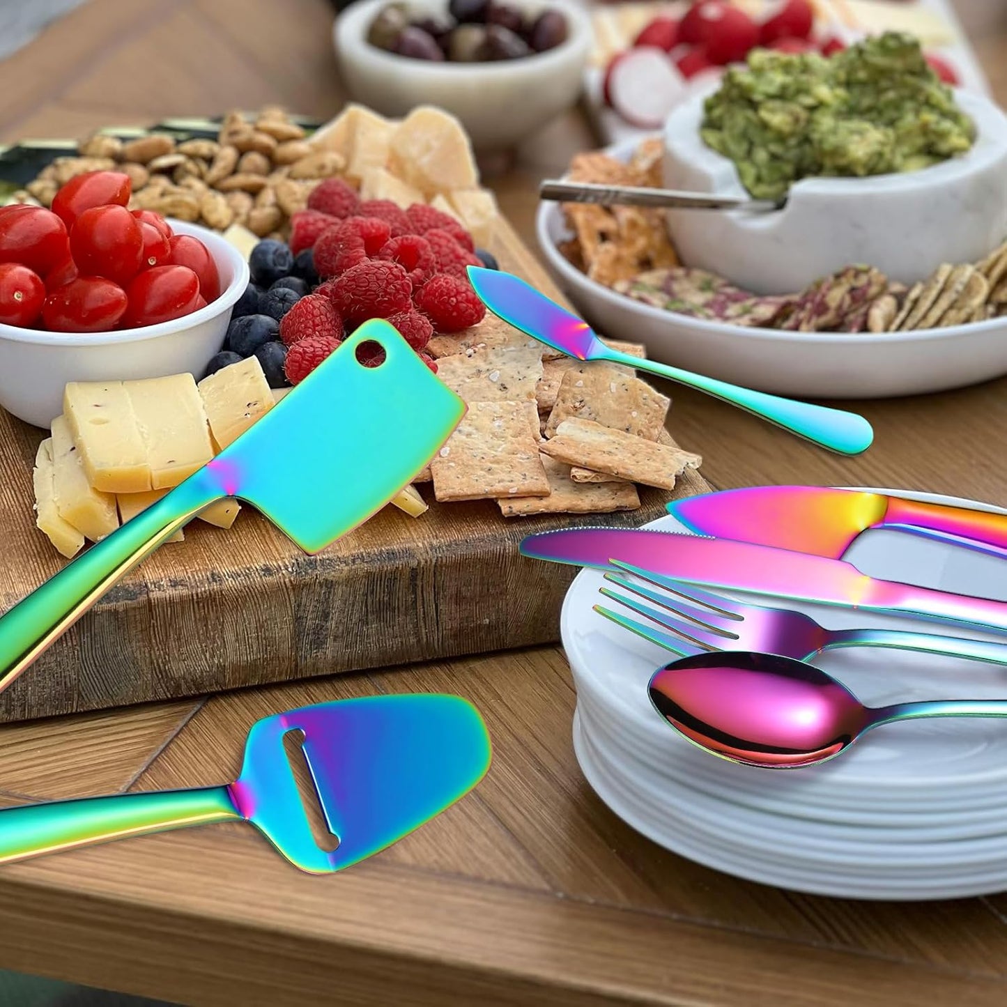 Copper Cheese Knives Set 7 Pieces Stainless Steel Kitchenware Utensils Gadgets 7 Pieces Cheese Knife,Cheese Spreader,Cheese Forks,Cheese Slicer,Cheese Cutter,Butter Knife