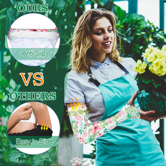 4 Pairs Gardening Sleeves Anti-Slip Arm Protection with Thumb Hole Sun Sleeve Cooling Arm Sleeves for Women Men Outdoor