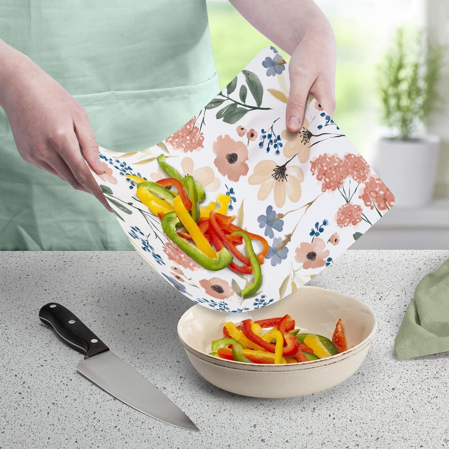Cut N' Funnel Farmhouse Fall Designer Flexible Cutting Board Mat 15" x 11.5" Made in the USA Decorative Flexible Easy to Clean