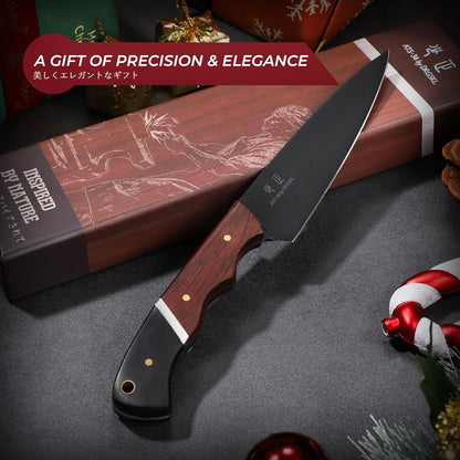 DRGSKL Boning Knife 7 inch - Brisket Trimming Knives for Meat Cutting, Black Butcher Slicing Knives with Full Tang Handle, Kitchen Fillet Knife for Birthday Dad Mom Gift