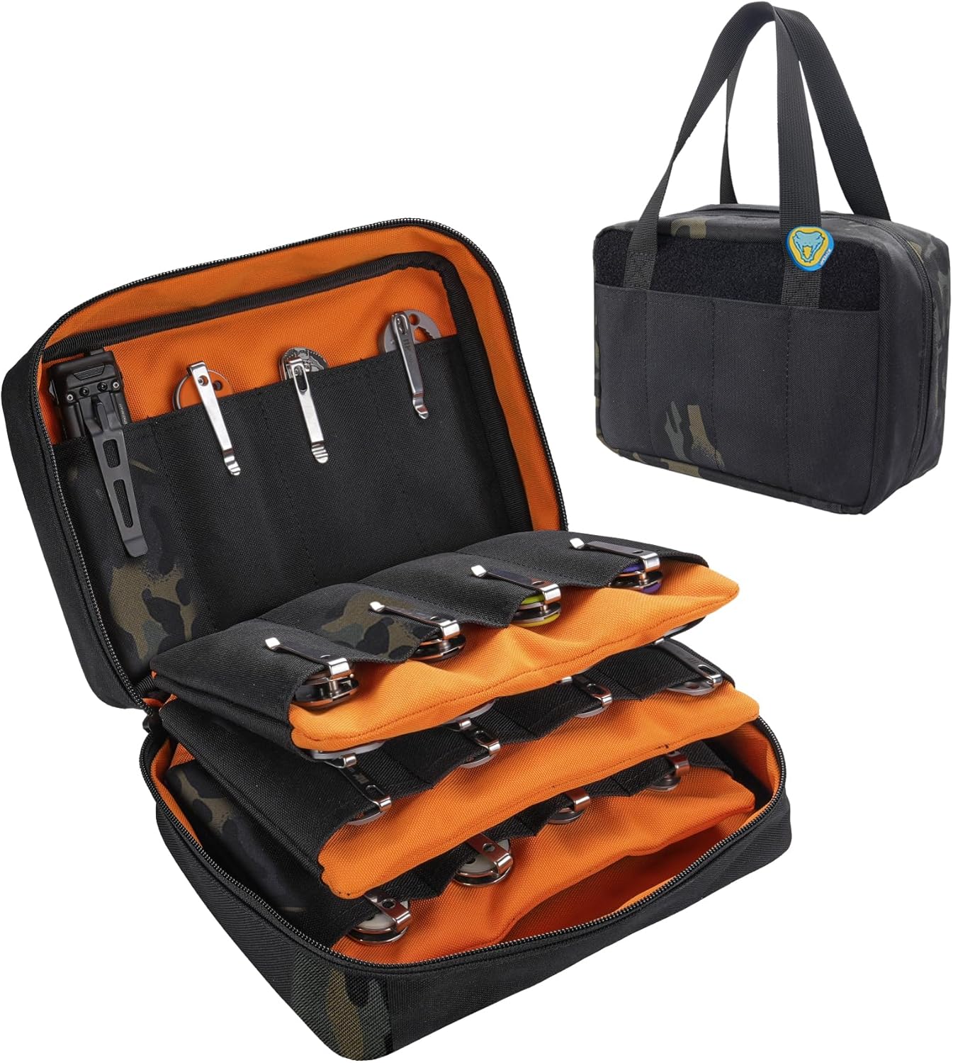 VIPERADE VE40 Knife Display Case with 40 Slots, Folding Knives Storage Holder, Knife Collection Carrier Bag for Folding Knives Flashlights Multitools