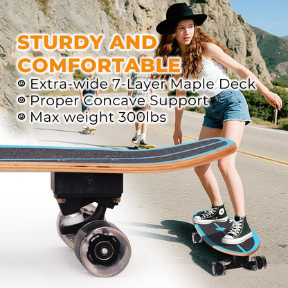 Nattork Complete Kid Skateboards 29" x 9" Youth Cruiser Skateboard for Beginners Double Kick Deck Concave Girls or Boys Skateboard
