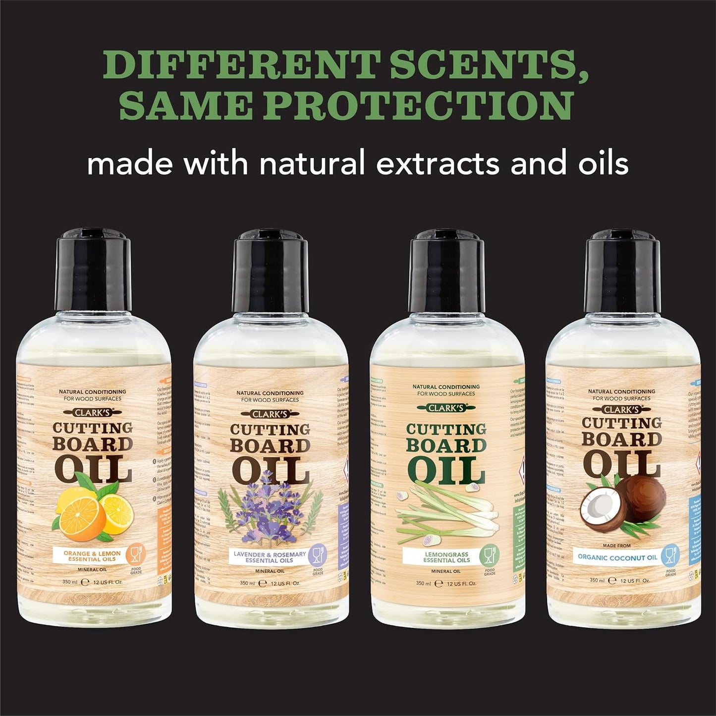 CLARK'S Cutting Board Oil - Coconut Extract Oil for Cutting Board - Made with Fractionated Coconut Oil for Kitchen Countertops, Butcher Blocks, Wooden Bowls and Utensils