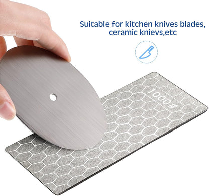 3Pcs Diamond Sharpening Stone Set Diamond Plate Professional Bench Stone for Kitchen Sharpening Dull Blunt or Tired Edges, 5.9 x 2.48 Inches(600 Grit, 1000 Grit, 1200 Grit)