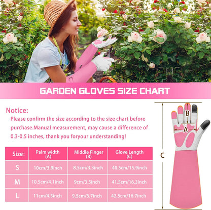 Long Gardening-Gloves Women/Men-Thorn proof Rose Pruning Heavy Duty Gauntlet, Best Garden Gifts for Gardener-L