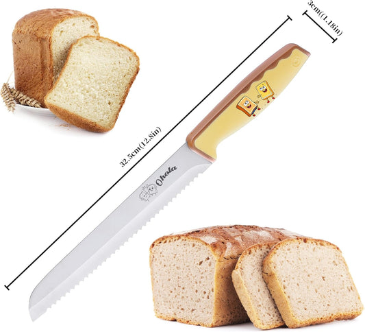 Bread Knife, Ohola 8 inch Serrated Bread Knife for Homemade Bread, Bread Cutter for Slicing Bagels, Cake (Latest Fun Design)