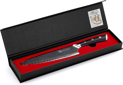 KATSURA Gyuto Chef Knife – 8 Inch – 50mm Ultra wide blade – Japanese Premium AUS 10, 67 Layers Damascus Steel Knife – Thunder-X Series – Chefs Choice G10 handle