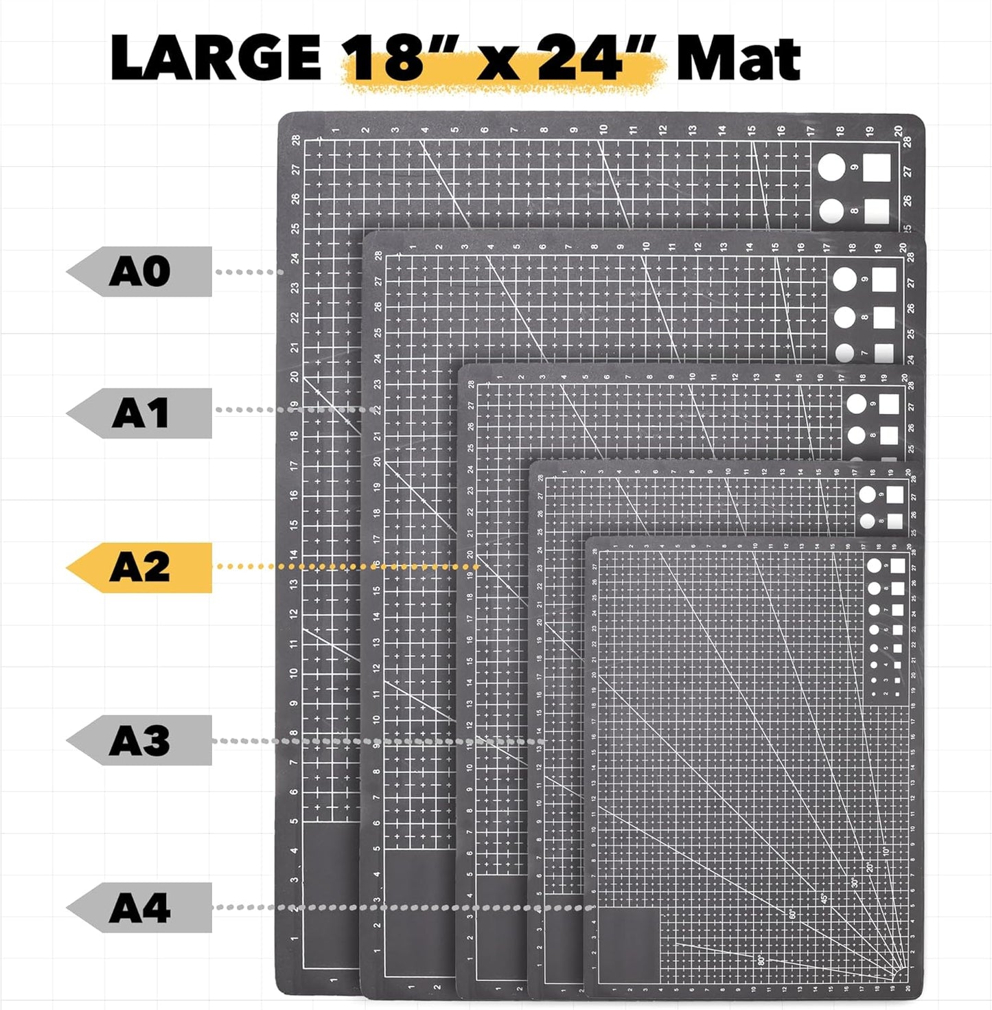 Mandala Crafts Self-Healing Cutting Mat Set – 12" x 18" A3 Green Double-Sided 5-Ply Mat with Fabric Cutter, Quilt Ruler & Craft Knife for Sewing, Quilting, Leather & Scrapbooking