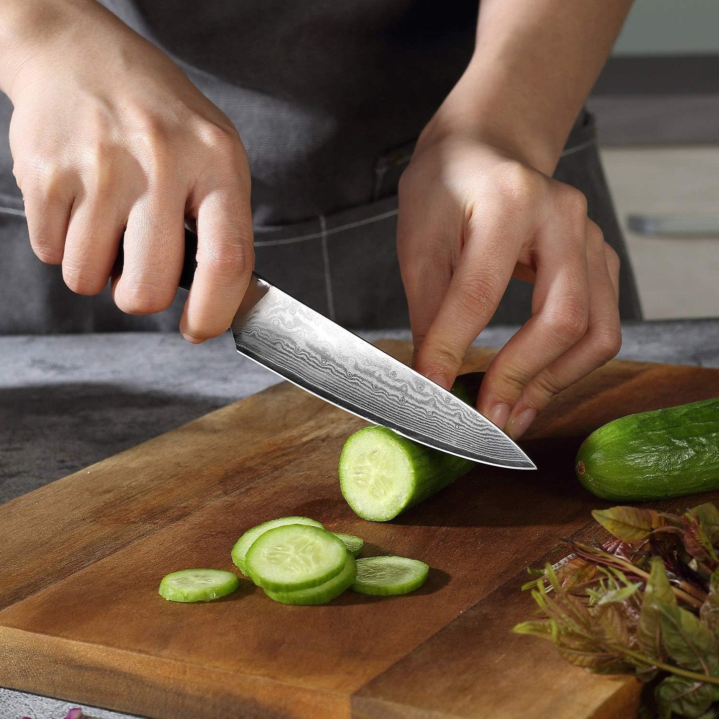 PAUDIN Utility Knife, 5 Inch Chef Knife, Ultra Sharp High Carbon Stainless Steel, Multipurpose Paring Knife for Fruit and Vegetable Cutting with Wooden Handle, Premium Gift Box