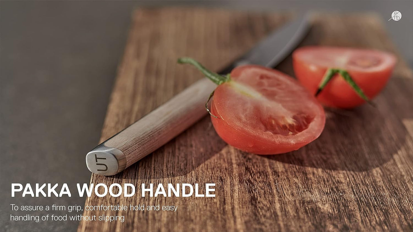 Everdure German Steel Professional Bread Knife, 10.55 Inch Serrated Edge Blade, Titanium Coated Blade with Pakka Wood Handle, Perfect Kitchen Knife for Slicing Bread Loaves, Bagels, Cake, and More