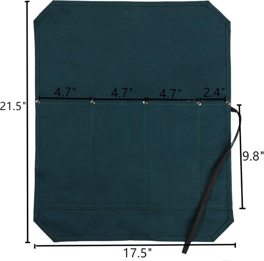 Denifiter Knife Roll, Professional Chef's Knife Bag with Anti Cutting Fabric Inside & 4 Knife Slots Heavy Duty 20oz Waxed Canvas (Gray)