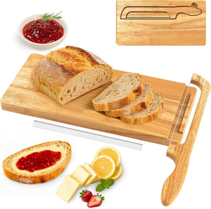 Upgrade Bread Bow Knife and Board Set,Sourdough Bread Slicer and Bread Cutting Board with Magnetic Storage,Space-saving,Right & Left Handed,Perfect for Bagels,Homemade,Ideal Baking Gifts for Woman