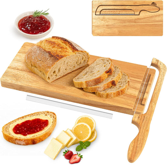 Upgrade Bread Bow Knife and Board Set,Sourdough Bread Slicer and Bread Cutting Board with Magnetic Storage,Space-saving,Right & Left Handed,Perfect for Bagels,Homemade,Ideal Baking Gifts for Woman