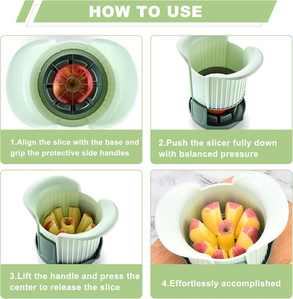Apple Slicer, Heavy Duty Apple Corer and Slicer with Comfort Handles, 8-Slice Large Apple Slicer for Up to 3.8" Apples, with Extra Tomato & Fruit Cutting Blades