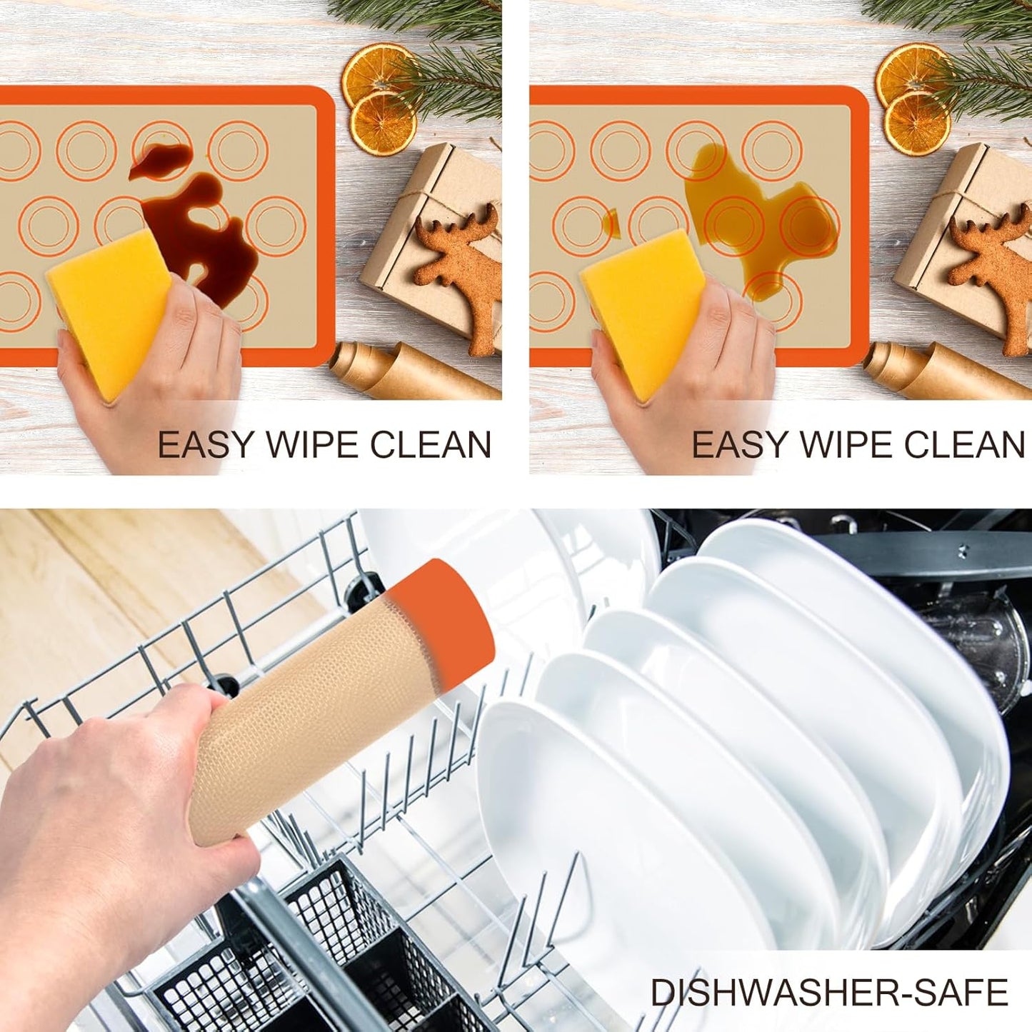 Silicone Baking Mat, 3 Pack Reusable Baking Sheet, Non-Stick ＆ Food Safe Silicone Mats for Baking for Making Cookies Macaroons Bread, Baking Supplies ＆ Accessories