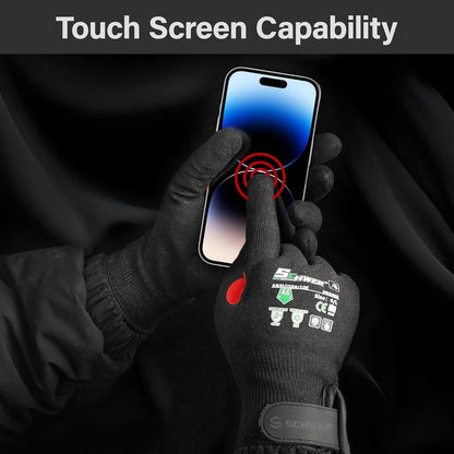 Schwer ProGuard High Level Cut Resistant Work Gloves PR3326 for Extreme Protection，ANSI A9 Cut Gloves with Reinforced Thumb, Non Slip, Breathable, Durable, Touch-screen, Black 1 Pair（XL）