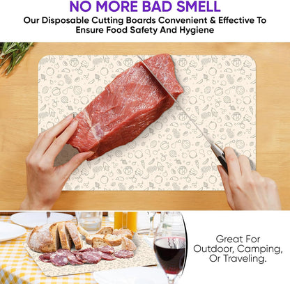 30 Pack Disposable Cutting Board Sheets – Large Flexible Cutting Mats for Meat, Chicken, Fish & Vegetables – Portable Chopping Board Liners for Kitchen, Crafts, Art Projects & Camping