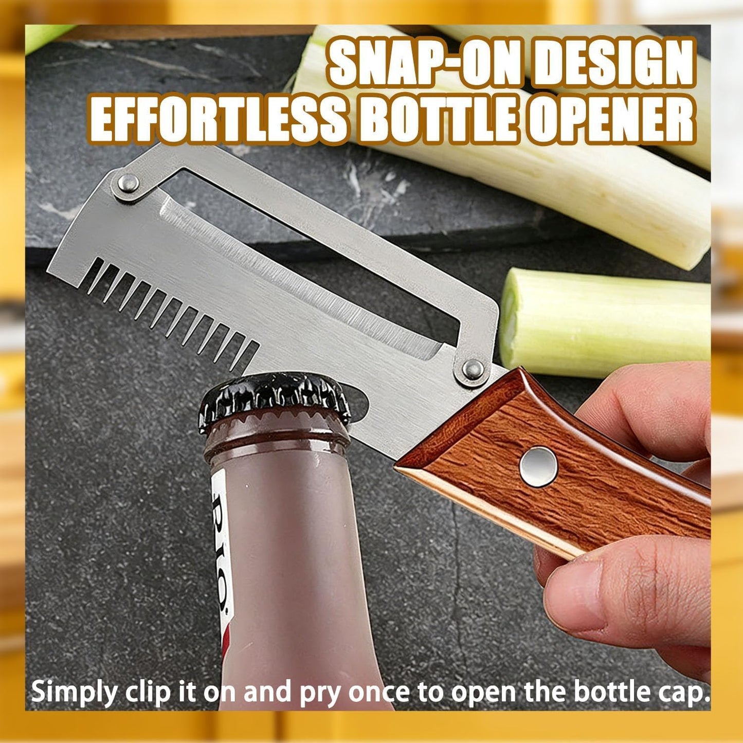 2 Pack MultiFunctional Vegetable Peeler,3 in 1 Multi Functional Wooden Handle Peeler and Bottle Opener,Peeler Knife for Fruit Pumpkin Peeling Potato Carrot Veggie Peeler