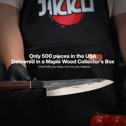 Jikko® Heritage Edition – Japanese Gyuto Chef Knife 8.5" | Hand-Forged AUS-8 Steel with Heritage Finish, Ebony & Rosewood Octagonal Handle – Premium Chef’s Knife with 3X Edge Retention