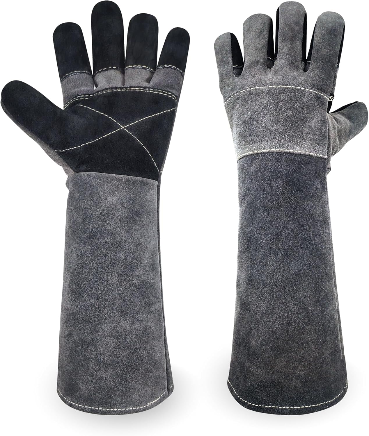 Long Welding Gloves 23.6 Inches 932℉,Heat/Fire Resistant Leather For Mig, Tig, Stick, Forge, BBQ, Grill, Fireplace