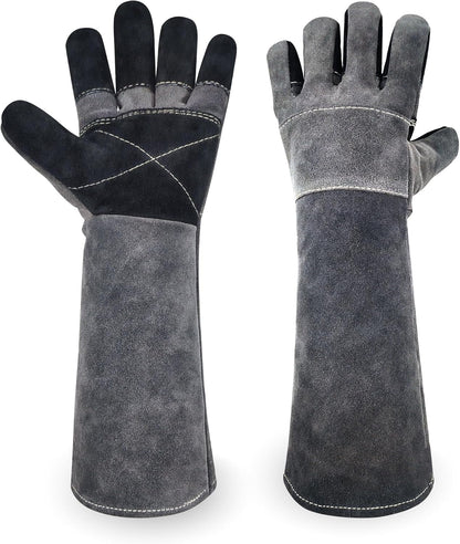 Long Welding Gloves 23.6 Inches 932℉,Heat/Fire Resistant Leather For Mig, Tig, Stick, Forge, BBQ, Grill, Fireplace