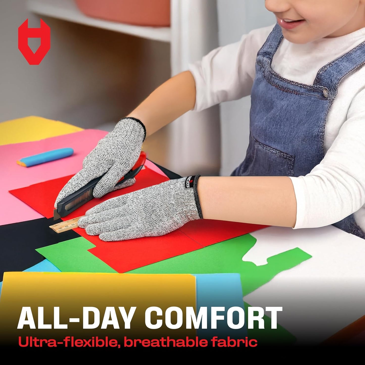 NoCry Kids Cutting Gloves, XXS (4-7 Years) — 100% Food Grade and Level 5 Protection — Comfortable and Lightweight, Yet Tough — Ambidextrous — Ideal for Fishing, Wood Carving and Whittling