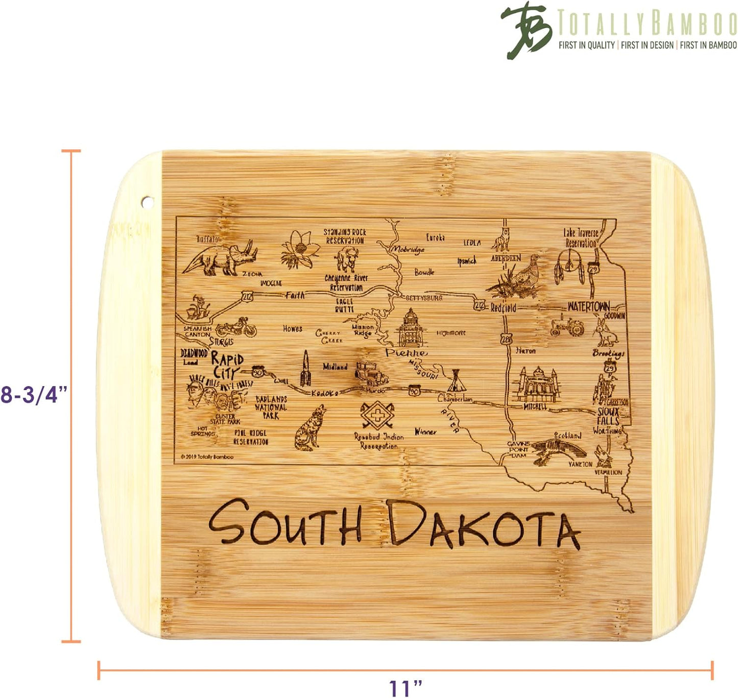 Totally Bamboo A Slice of Life New Jersey State Serving and Cutting Board, 11" x 8.75" - Colors B
