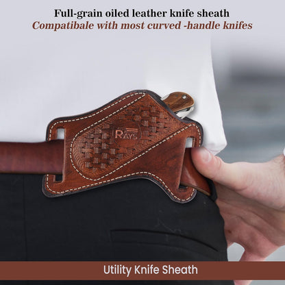 Leather Knife Sheath for Belt Pocket Folding Knife Holder Compact Draw Knifes Carrier EDC Tools Holster