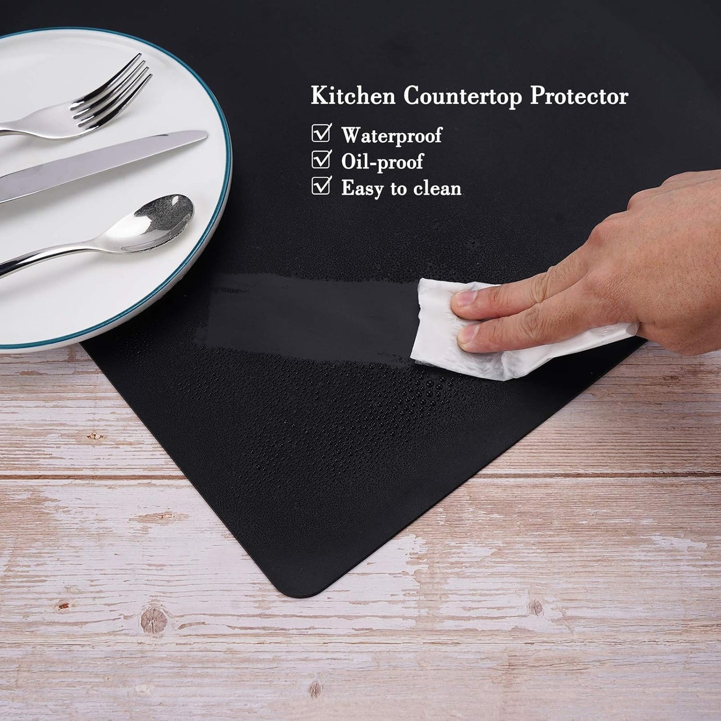 Gartful 25“x17”x0.03“ Silicone Mats for Kitchen Counter, Large Silicone Countertop Protector, Nonskid Heat Resistant Desk Saver Pad, Multipurpose Mat, Placemat, Dark Gray