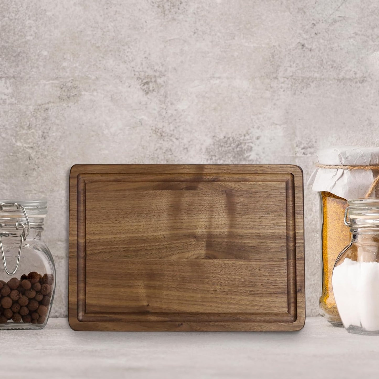 Casual Home Delice Rectangle Juice Drip Groove Cutting Board 15.5"Wx11"Dx0.75"H, Walnut