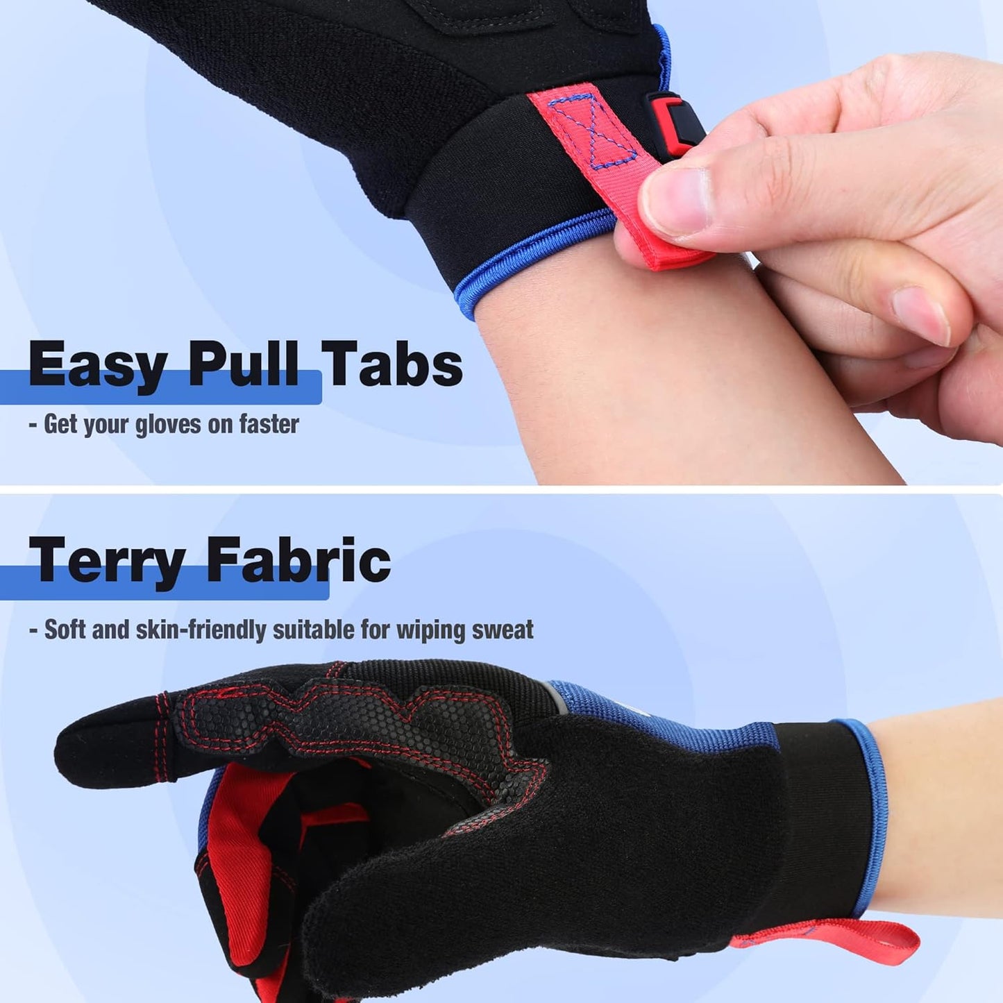 WORKPRO Safety Work Gloves, Mechanic Working Gloves for Men Women, Touch Screen, Terry Fabric, Non-Slip